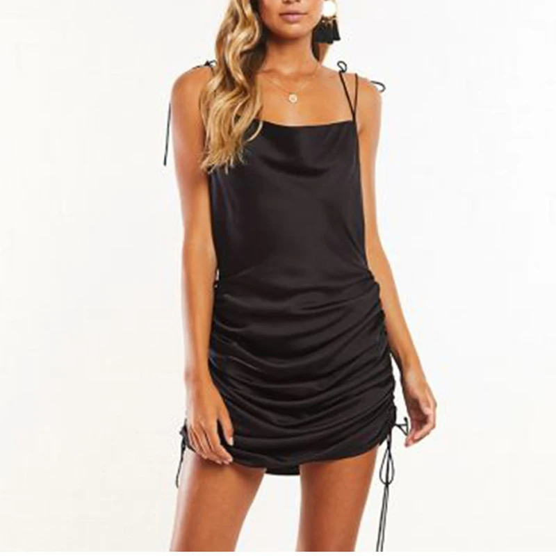 

Hot style Fashion Women's Satin All-around Spaghetti Strap Dress 2021 Summer Bodycon Dress