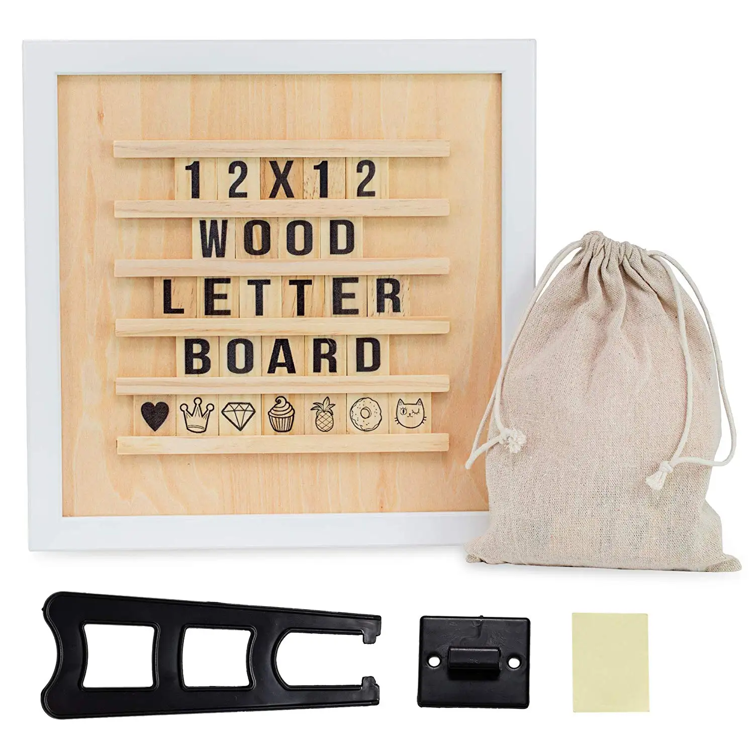 Wood Message Board With Letters - Buy 12x12 White Frame With Changeable ...