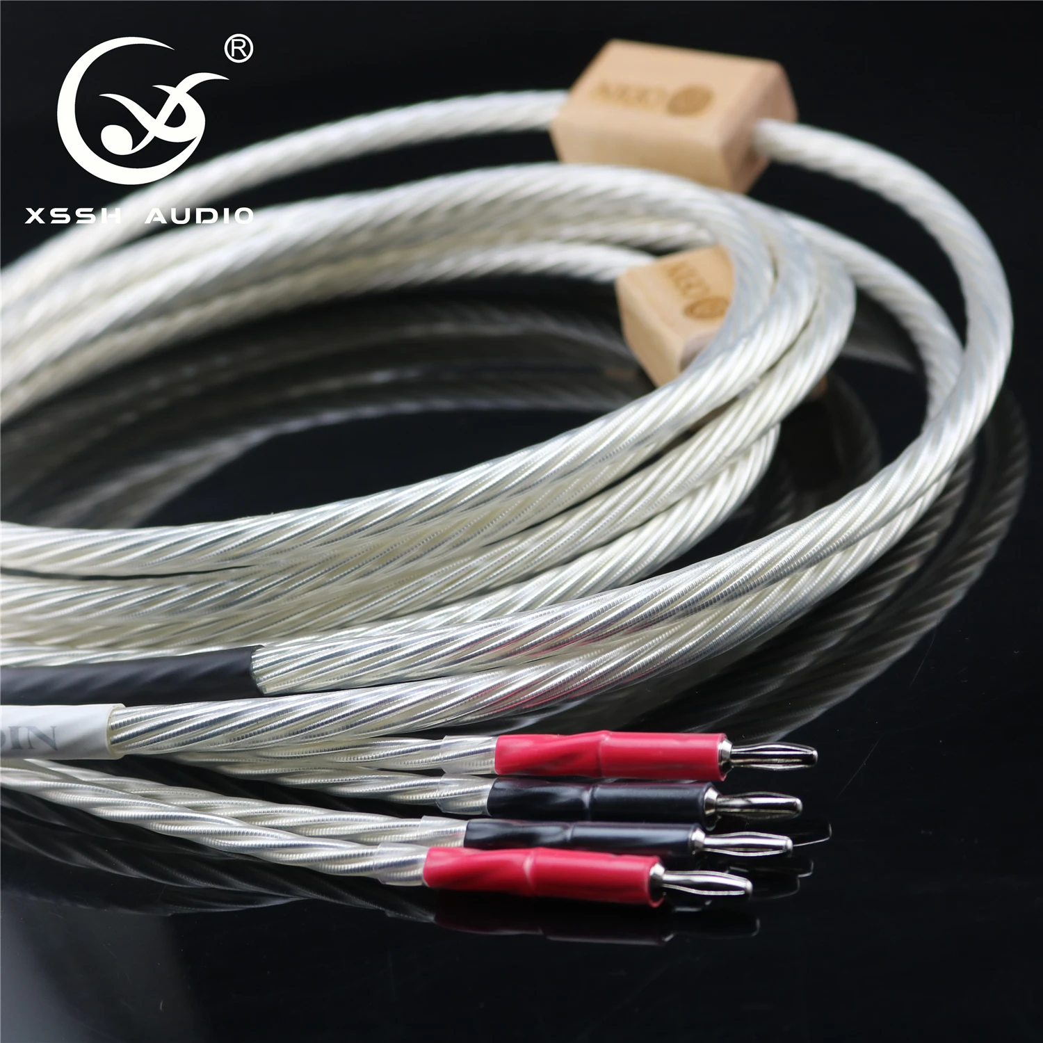 

YIVO GUANGZHOU Wholesales ODIN Silver Hifi Speaker Cable for Audio and Video With 24K Gold Plated Banana Plugs, As picture show