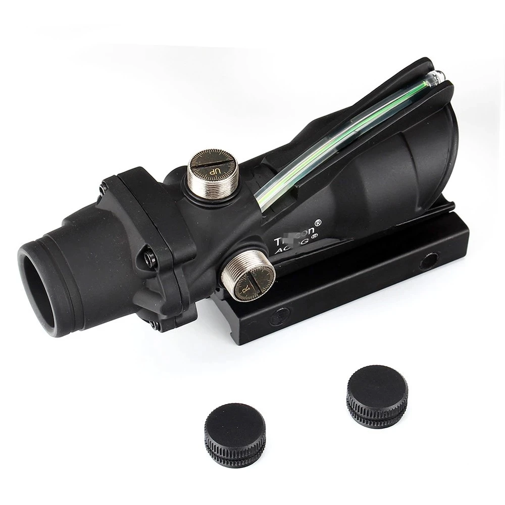 

Hunting Riflescope ACOG 4X32 Real Green Fiber Optics Sight Illuminated Chevron Reticle Tactical Optical scope 4x32