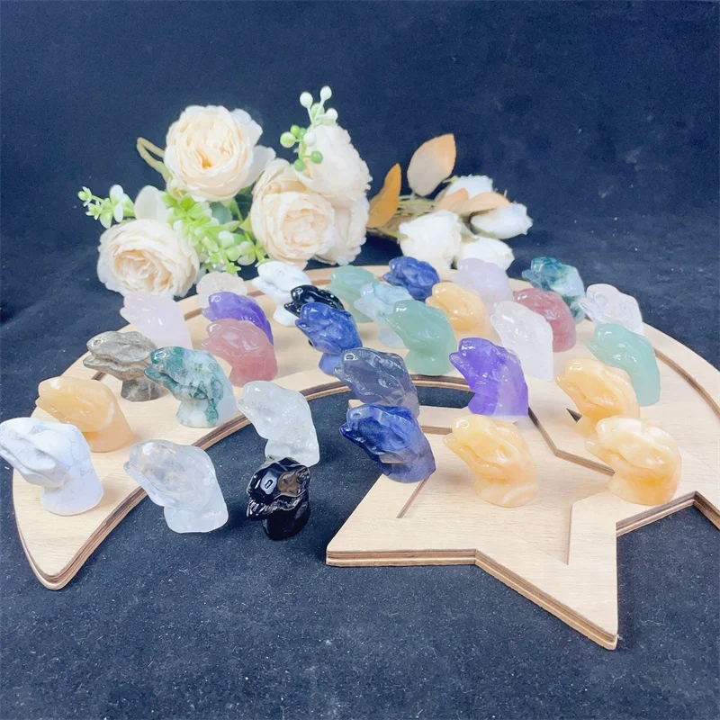 Mixed Materials Natural Healing Rose Quartz Crystal Dinosaur Head Carving for Decoration