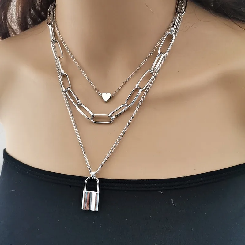 Hip Hop Multi Layers Chain Necklace 
