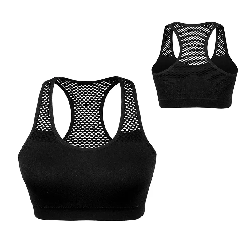 

Wire Free Padded Sports Top Seamless Fitness Vest Absorb Sweat Running Yoga Bra Breathable Hollow Out Sports Bra, Customized colors