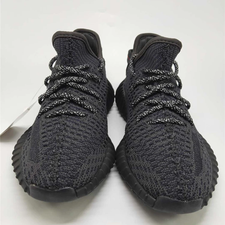 

With Logo&boxes 1:1 Top Quality Fly Knitted Yezzy 350 Black Static Non Reflective Yeeze + Shoes V2 Jogging Sport Running Trainer