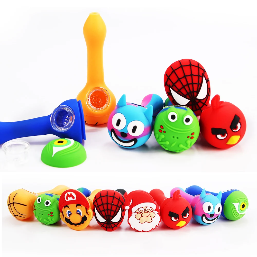 

BEYOU Fast Shipping Cartoon Dry Herb Weed Pipe Tobacco Pipe Silicone Smoking Pipes, As picture