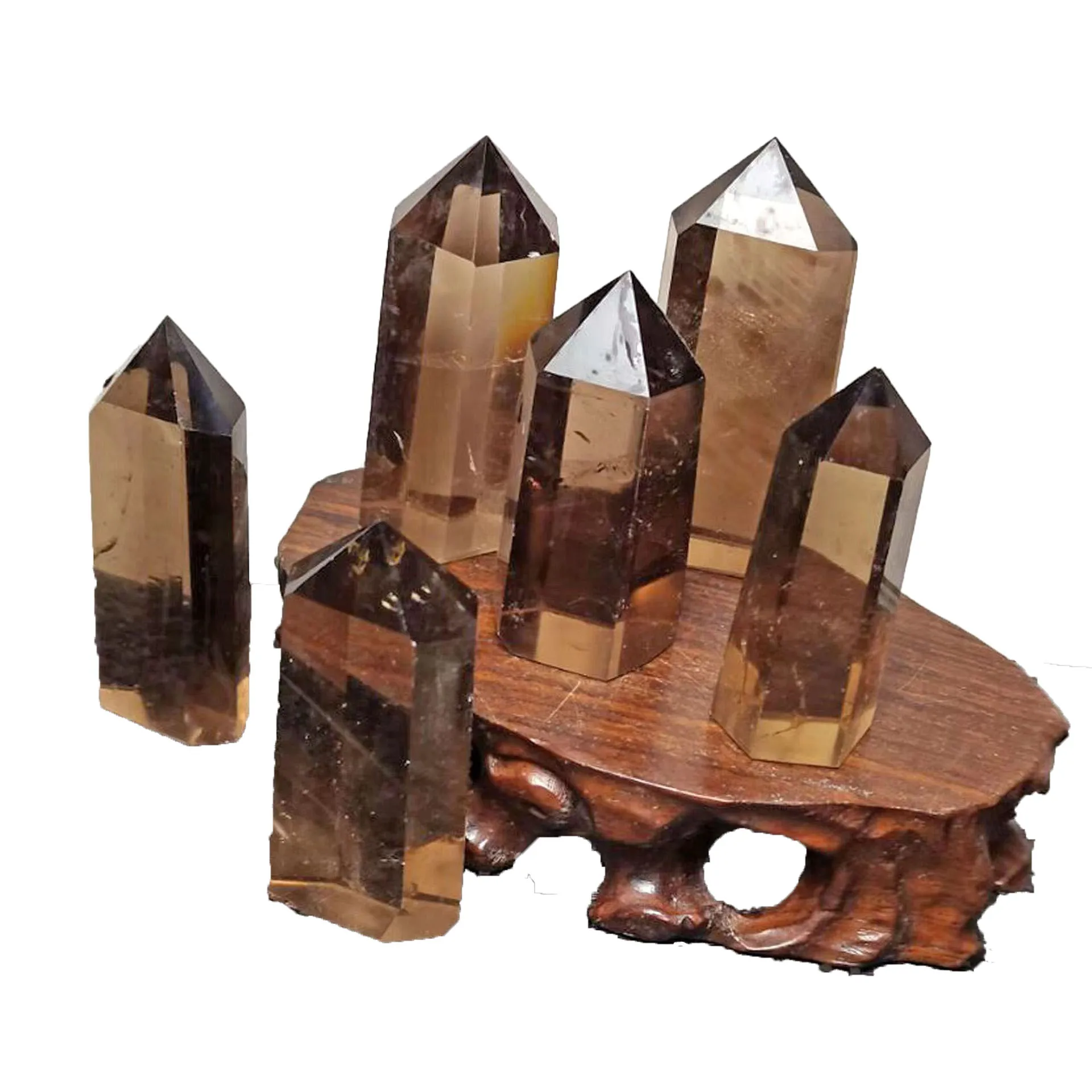 

Donghai Wholesale natural crystal smoky quartz point customized crystal point healing tea crystal tower for decoration