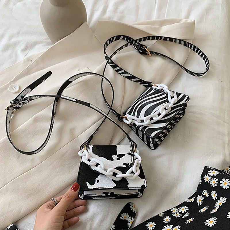 

High Fashion Small Shoulder Hand Bags Cow Zebra Mini Crossbody Bag