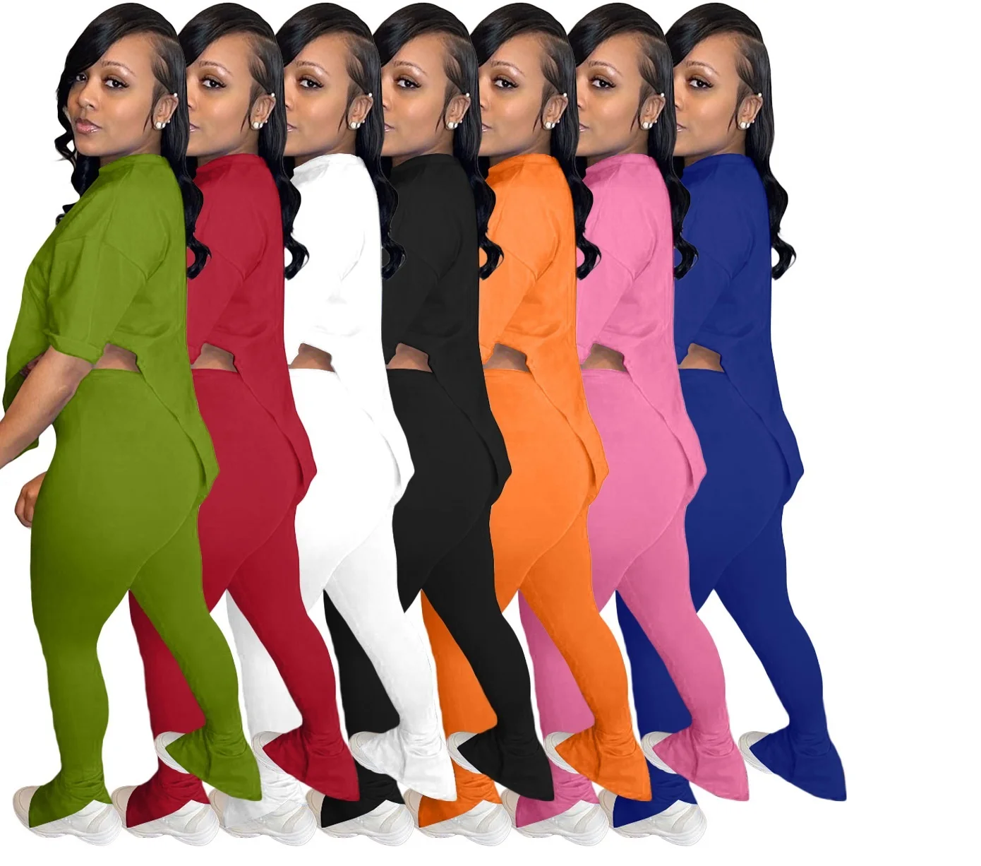 

2021 Sexy Clothing Vendors Womens Clothing Fashion Irregular Splicing Suits Summer cute 2 Piece Sets, Picture color