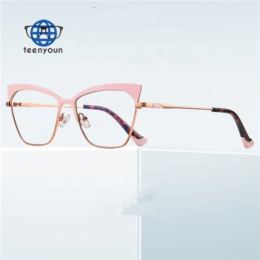 

Teenyoun Double Colors Frame Shaded Student Vintage Cat Eye Blue Light Blocking Glasses Frames Eyeglass Eyewear