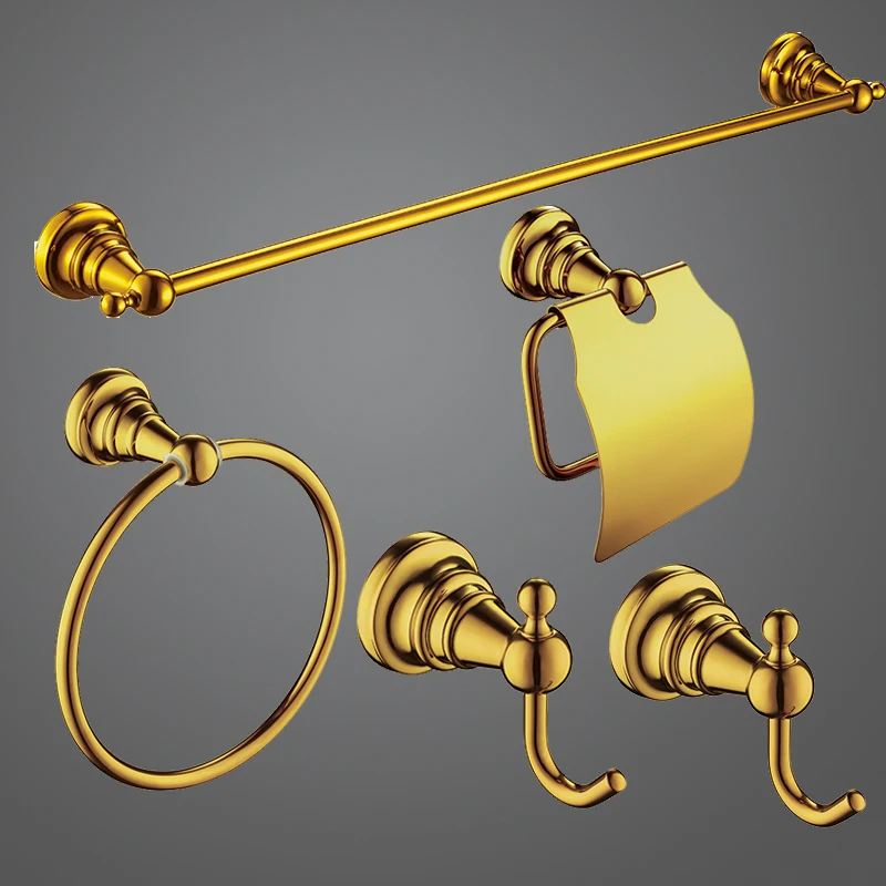 

Retro European luxury design Ti-PVD golden bathroom set accessories