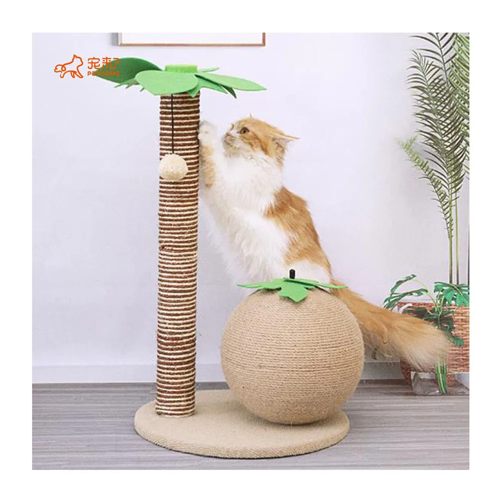 

PETCOME Amazon Fashion Sisal Climbing Frame Interactive Plush Scratching Cat Toy, As picture