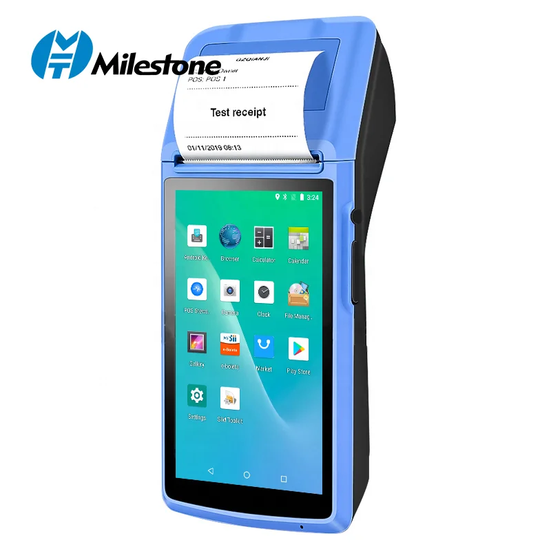 

Milestone M1 M1S M8 V6 V6S 3G Android handheld pos with printer 58mm support GPRS AGPS Blue tooth wifi receipt mobile pos fo