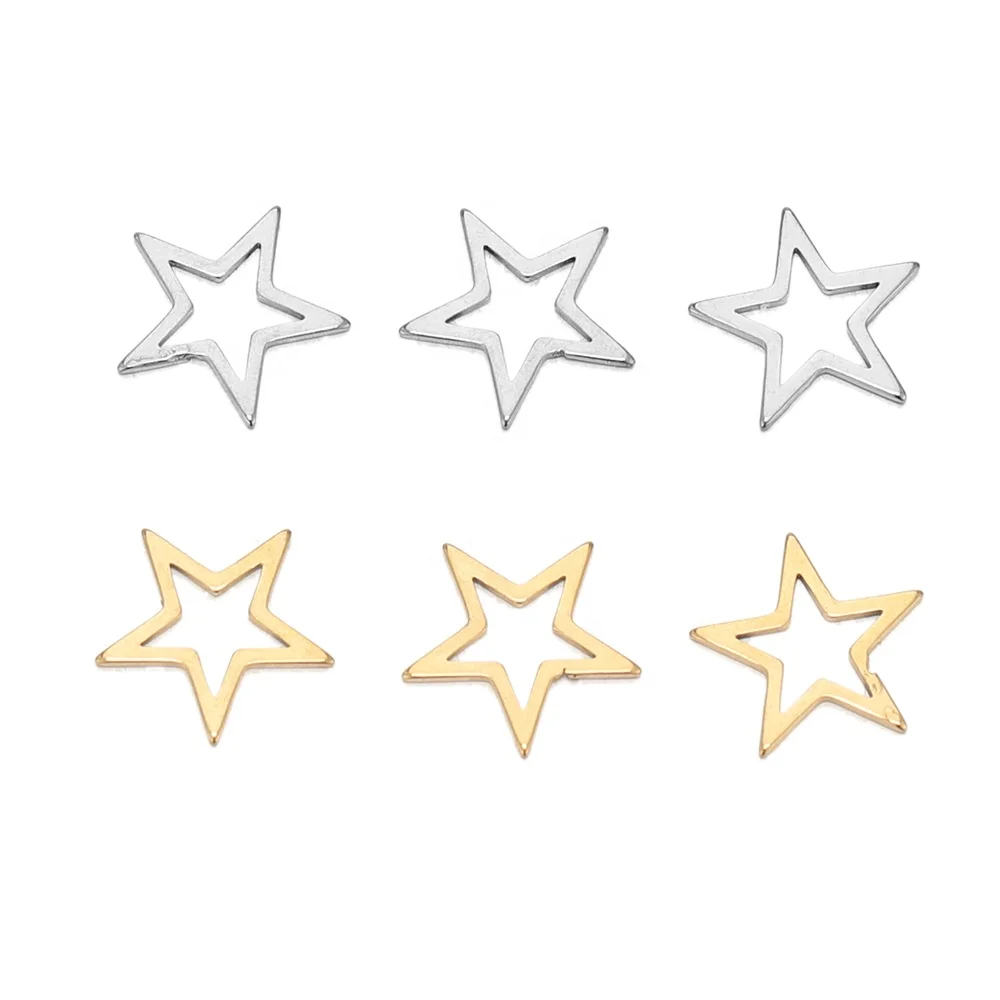 

20Pcs Stainless Steel Hollow Out Five-Pointed Star Charms Pendants For DIY Making Bracelet Materials Earrings Supplies Jewelry