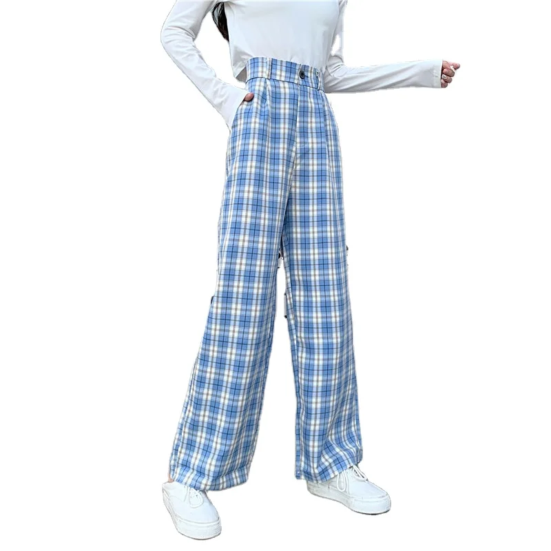

Women's trousers new 2020 spring and autumn new plaid casual pants women's plus size fat MM drape mopping pants trousers straigh