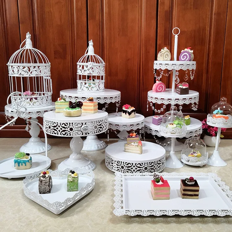

Wedding Decoration 16 PCS Round Dessert Stand Metal Gold Cake Stand, Customized color