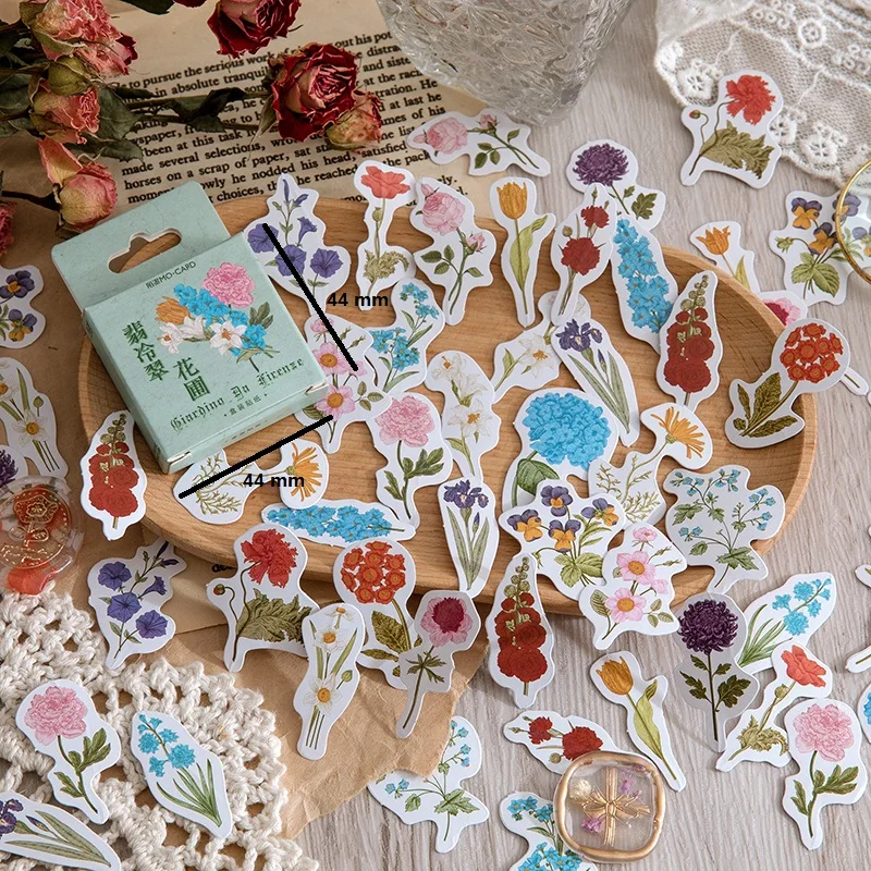 

46pcs per pack Florentine Flower Series Cute Animal Mini Sticker DIY Dairy Decorative Stickers Custom Scrapbooking Sticker