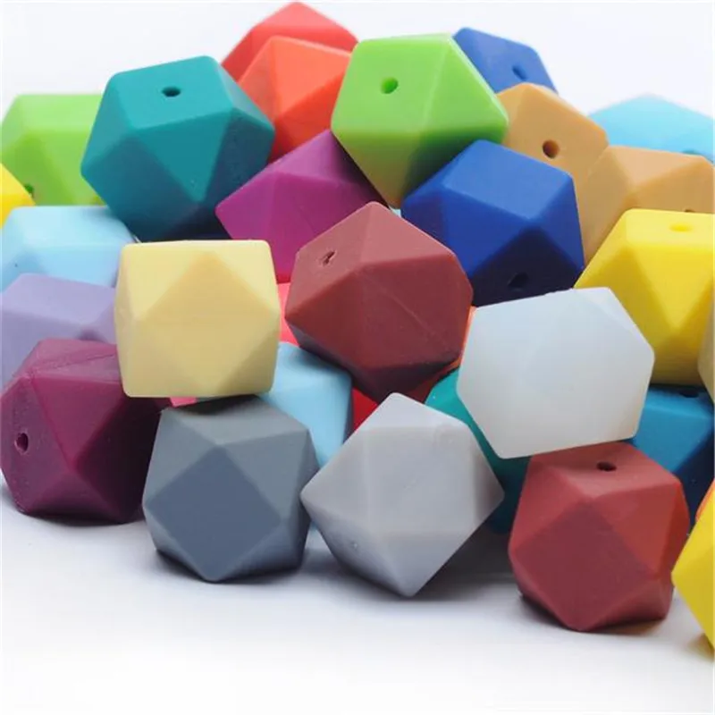 

2021 Hot Selling Food Grade Baby Teething Silicone Beads 14mm 17mm Silicone Hexagon Beads Silicone Loose Beads Bulk