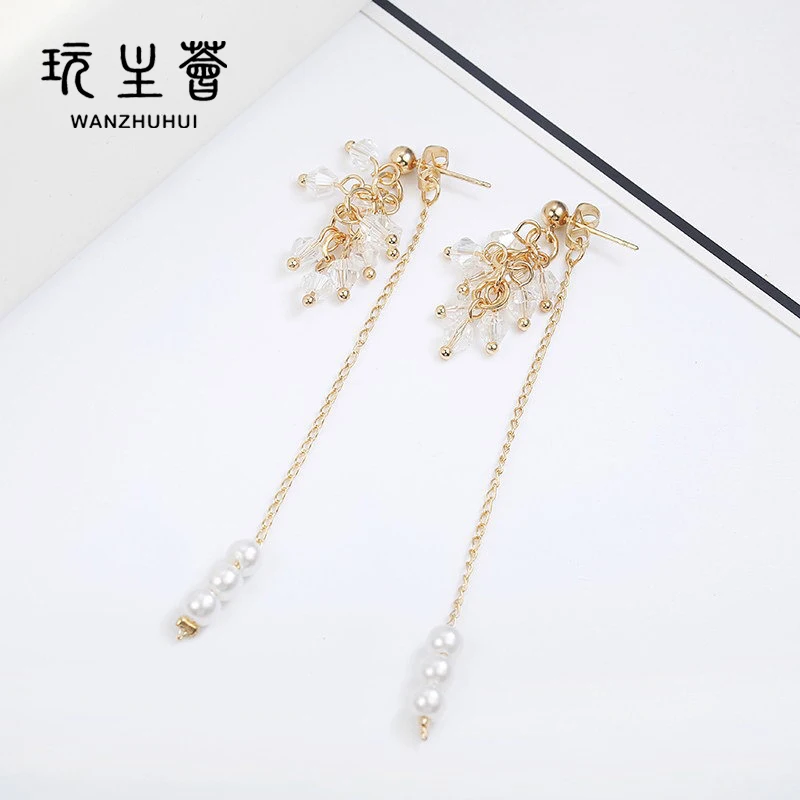 

New arrival wholesale gold-plated hoops tassel shape women earrings