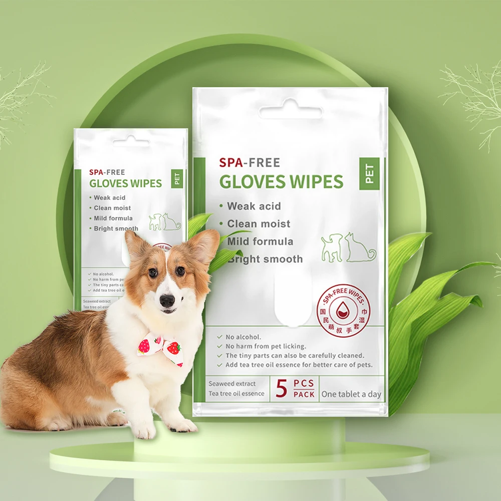 

Factory Wholesale Pet SPA Gloves Pet Shampoo Dogs And Cats Disposable Spunlace Fabric Bath Glove For Pet