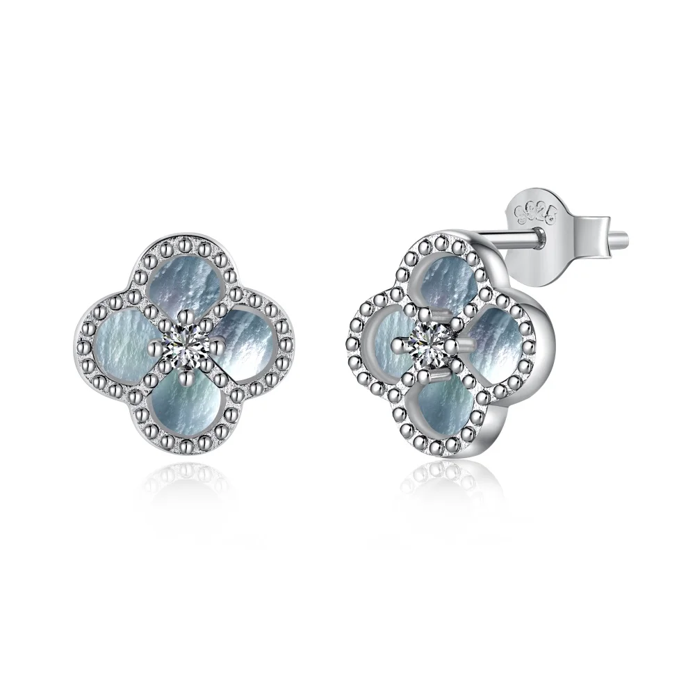 Dylam Trending Design 925 Sterling Silver Black Clover Earrings Jewelry Women Diamond Cubic Zirconia Earring Manufacturer