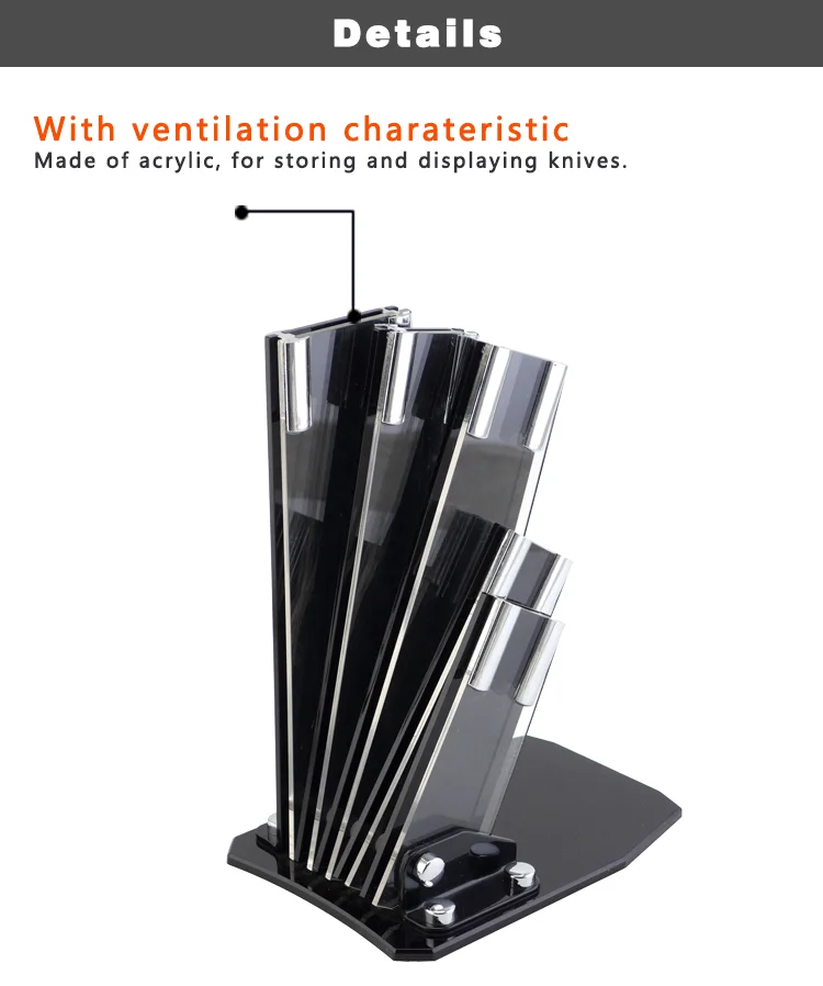 Simple and Fashion Black Color 5PCS Kitchen Knife Acrylic Block