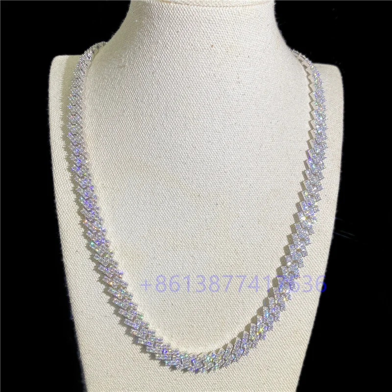 

Luxury 10mm 1 Row 20mm 4 Rows 925 Sterling Silver Fully Iced Out VVS Moissanite Diamond Cuban Link Chain
