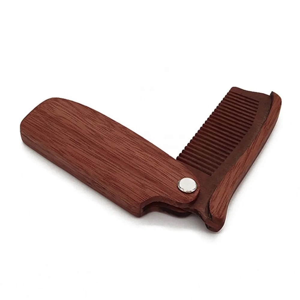

Custom LOGO Red Sandalwood Beard Comb Folding Wooden Comb
