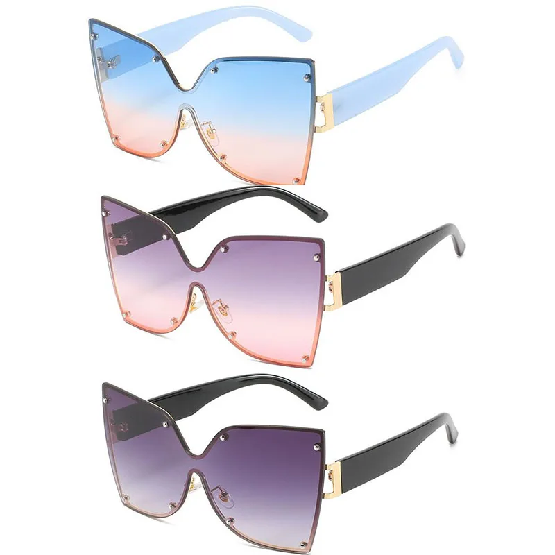 

WIIPU 2021 New Metal Frame Butterfly Shape Ladies Sunglasses Oversized Personality Gradient Color Women Sun glasses