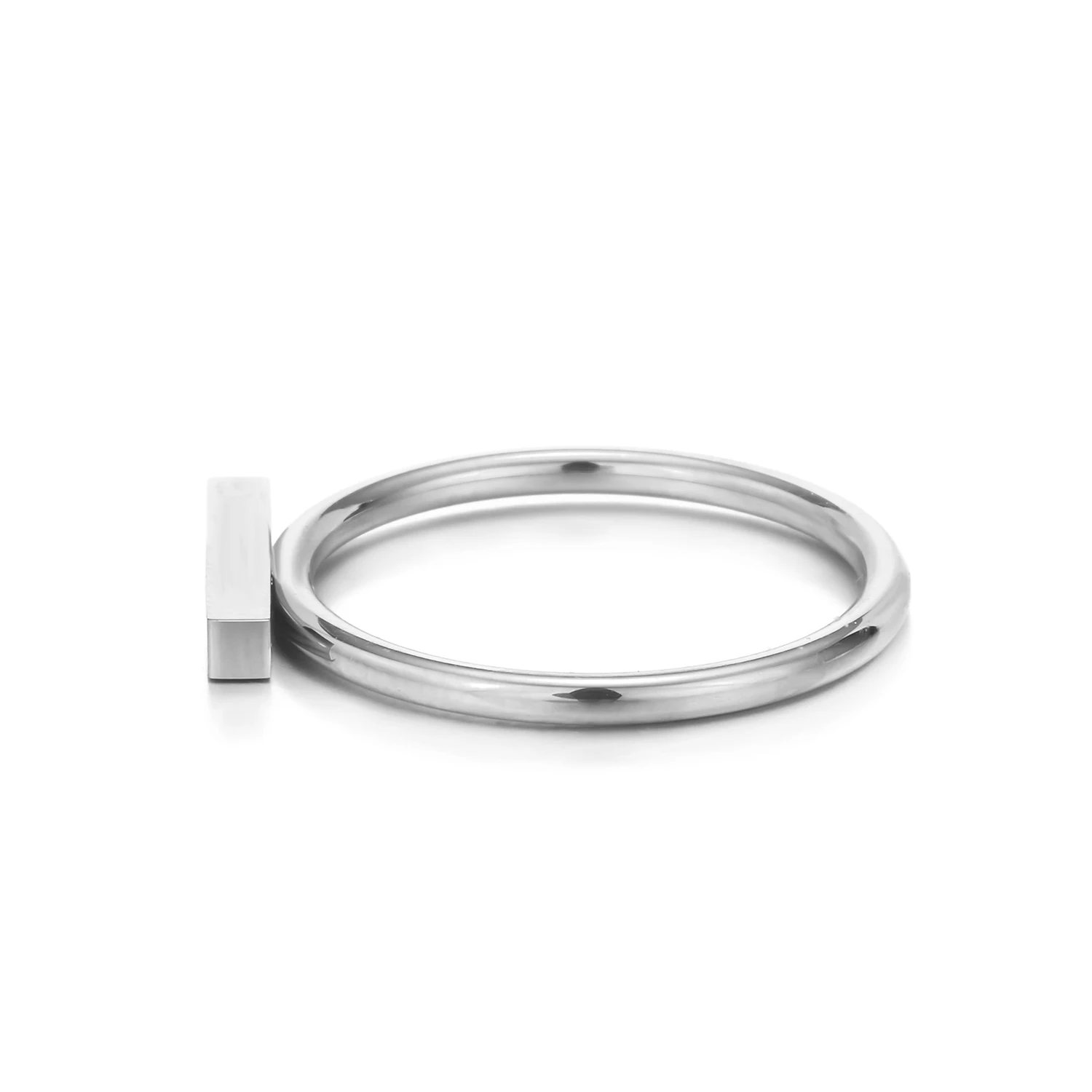 

Minimalist 316L Stainless Steel Custom Personalized Style Gold Plated Geometric Stackable Midi Knuckle Bar Ring for Women, Silver