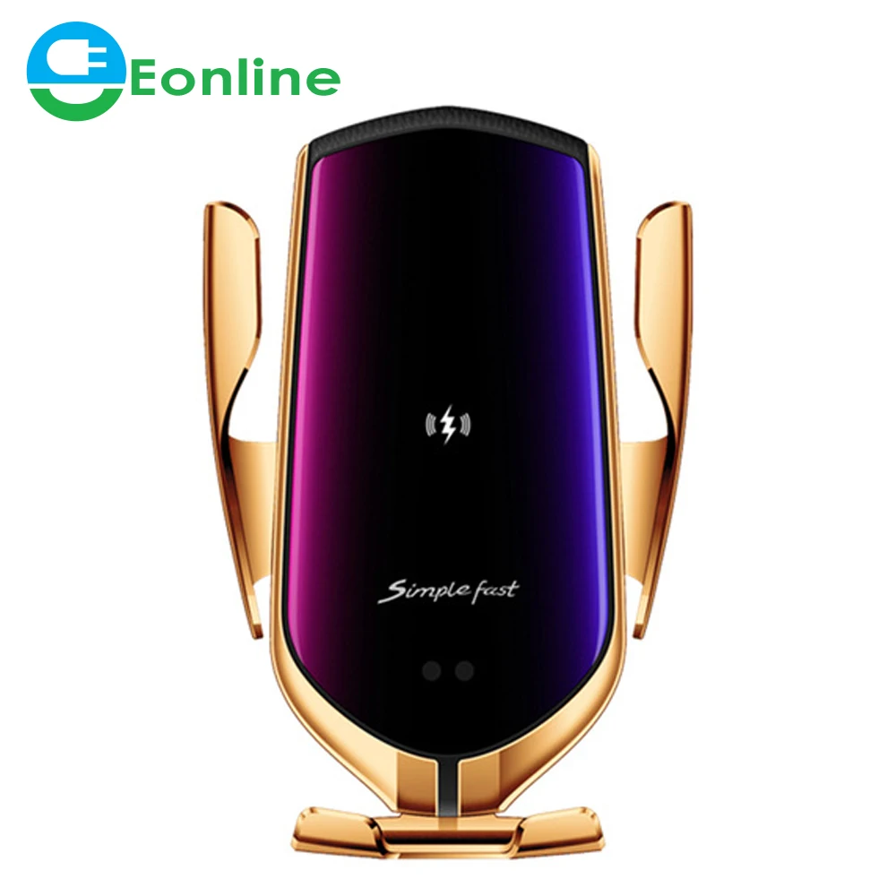 

Eonline Automatic R2 Car Wireless Charger foriPhone 11 Pro 7 8 Plus Infrared Induction Qi 15W Wireless Charger Car Phone Holder, Golden/sliver/black