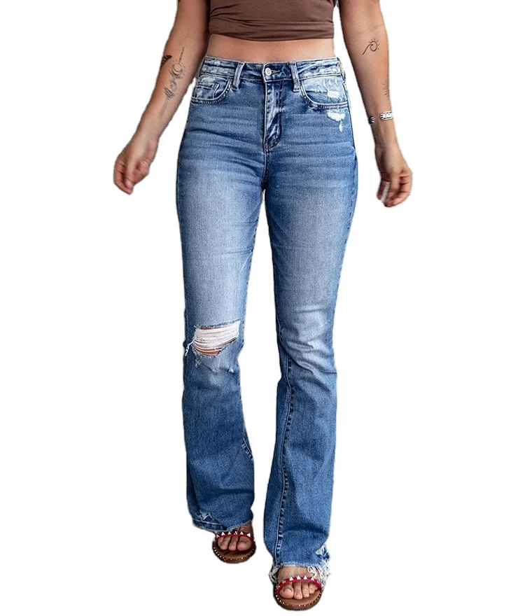 

Free Shipping New Arrival Fashion Distressed High Waist Stretch Women Ripped Denim Jeans