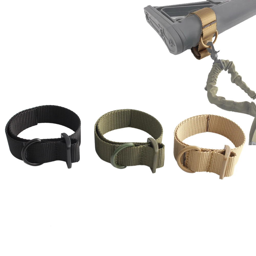 

Military Airsoft Tactical ButtStock Sling Adapter Rifle Stock Gun Strap Gun Rope Strapping Belt, Black/tan/green