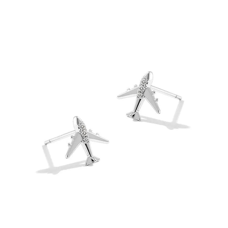 925 Sterling Silver Plane Earrings Women Simple Fashion Wedding Jewelry Accessories