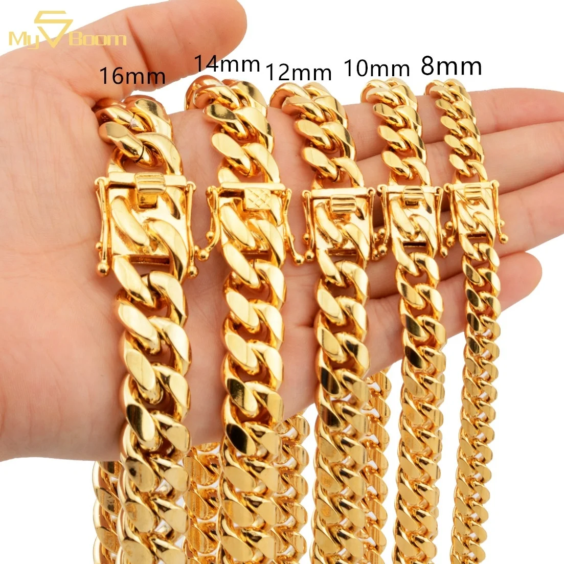 

100% Tarnish Free and Waterproof Cuban Link 18k Gold Plated PVD Miami Stainless Steel Chains Miami Cuban Necklace