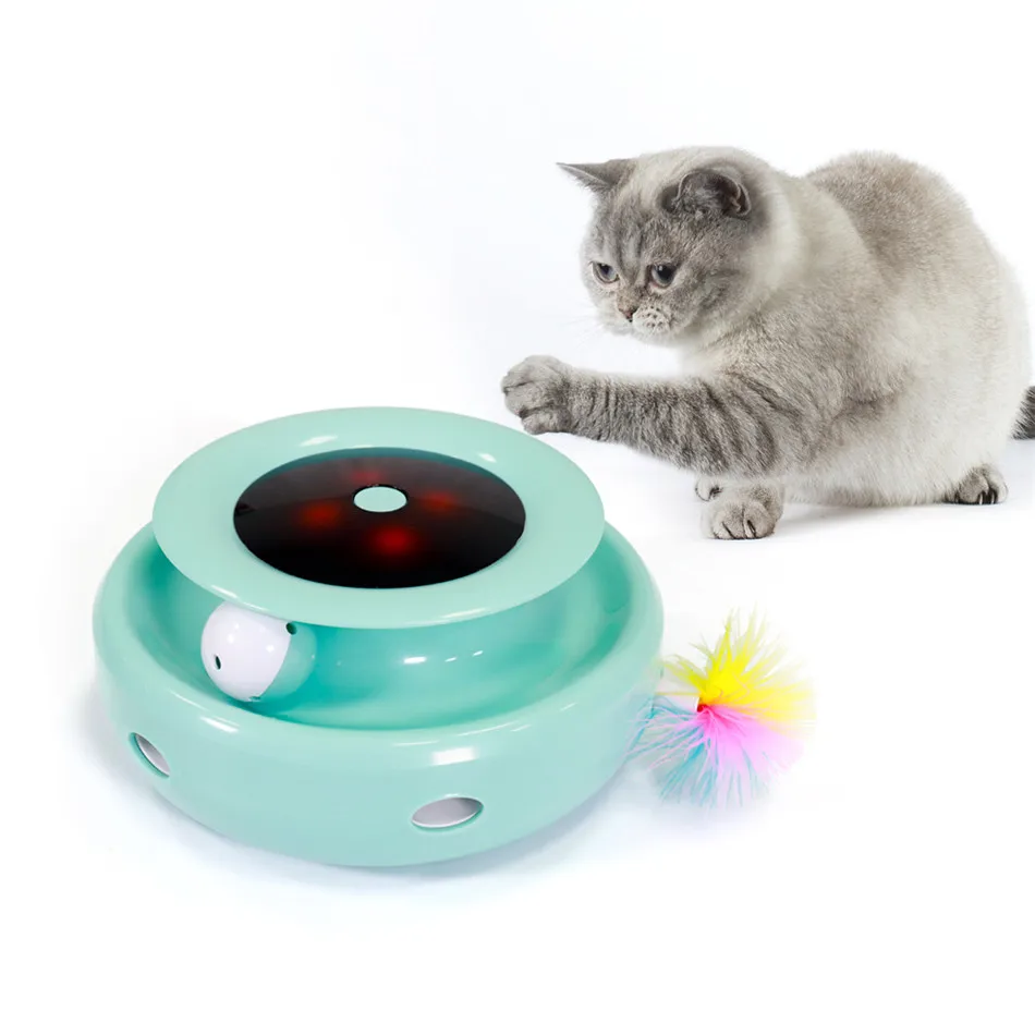 

Customized Cheap Interactive Cat Educational Toys Play Disk Track Ball Cat Toy For Cats