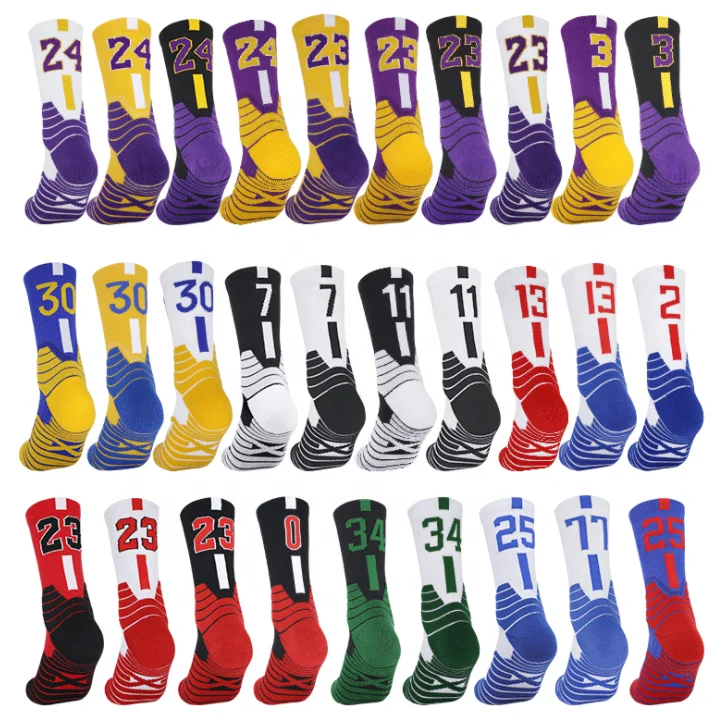 

Men's Basketball Socks for Basketball Fans, Athletic Socks, Player Number Crew Sports Sock JCB5023, Custom color