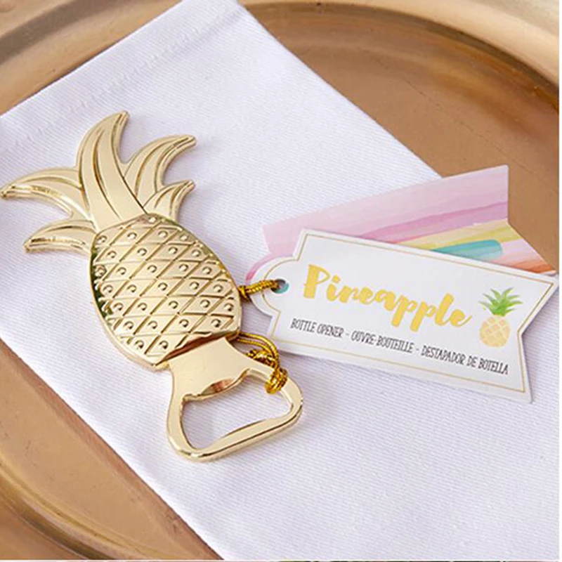 

Creative Alloy Electroplated Golden Gift Packaging Pineapple Shaped Beer Bottle Opener, As photo