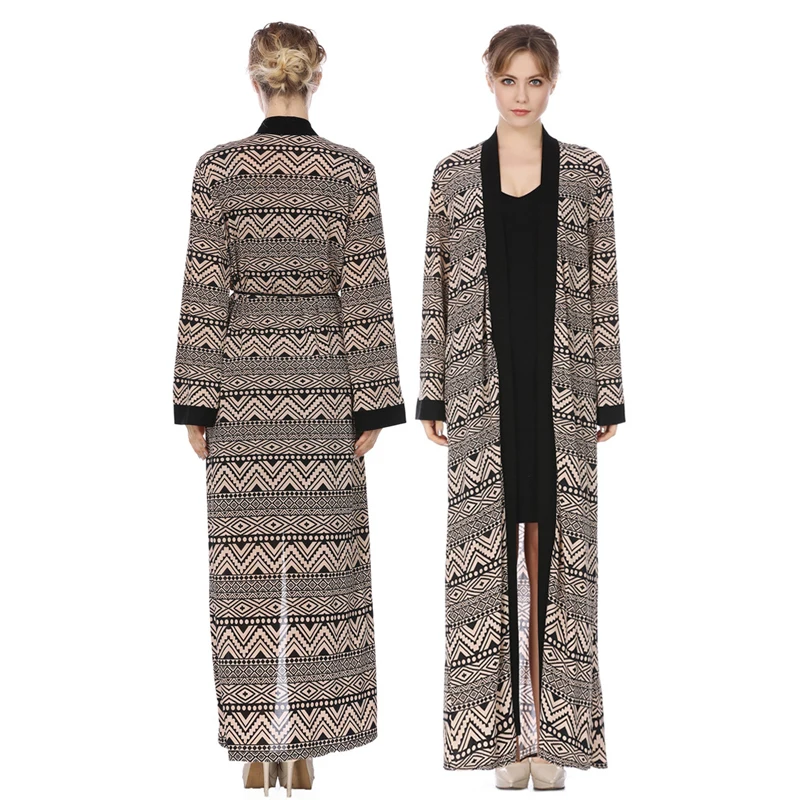 

Ethnic style stitching contrast color loose African Muslim dress girls abaya printed abaya dress islamic clothing boho robe, Customized color