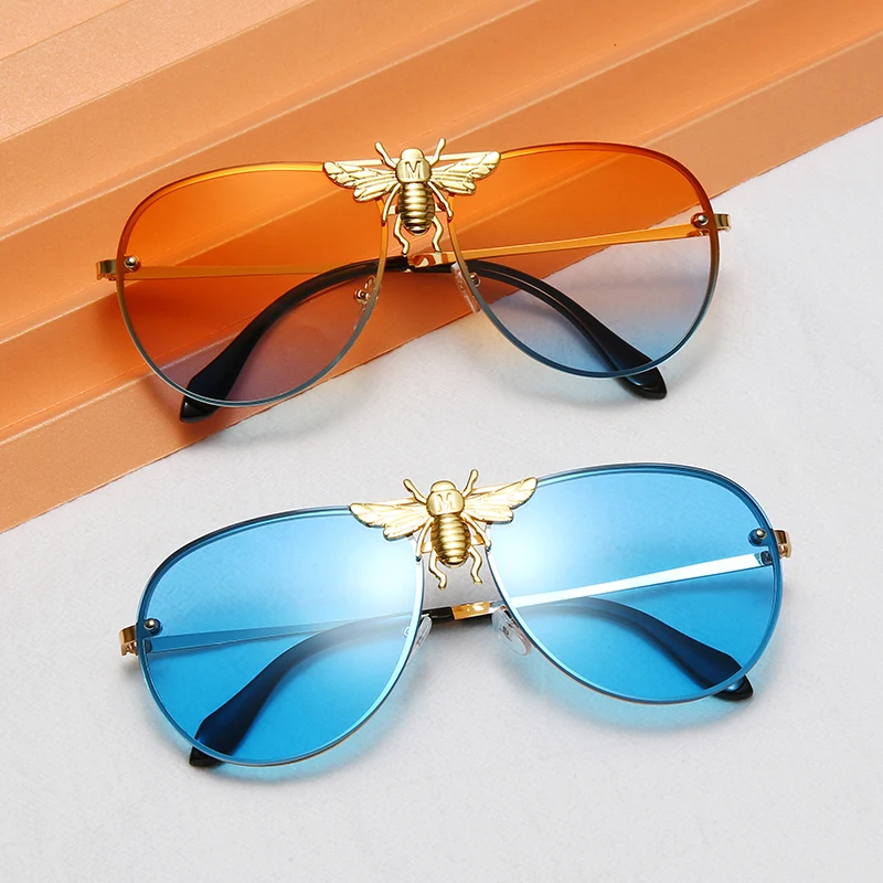 

men shades New Style Shades Bee Inlay Metal Steampunk Sunglasses Men gafas de sol