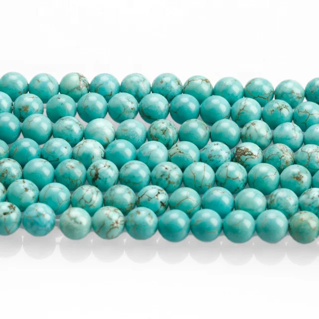 

Wholesale  Polished Round Turquoise Beads Natural Loose Stone Beads For Jewelry Making Stone, Multi-color optional