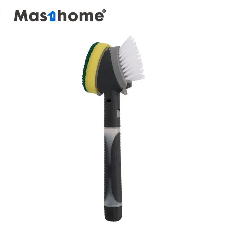 

Masthome 2020 new design Durable Long Handle Soap Dispensing Interchangeable head Kitchen Spray Dish Cleaning Brush, Gray