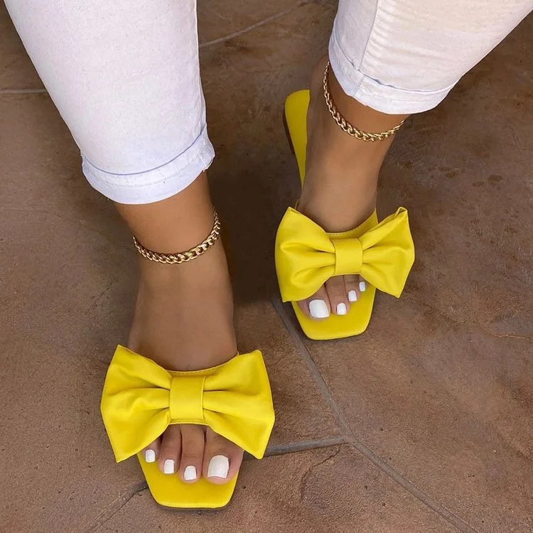 

fashion cheap high quality beach big size animal printed sandals for women flat bow-knot casual comfortable women sandals, White,yellow