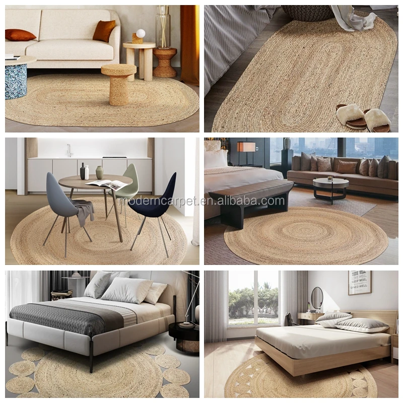 rRound natural water hyacinth fiber braided ins style straw floor mats rug carpet: