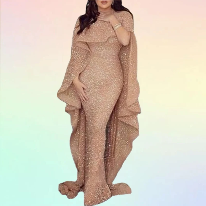 

XUYA Evening Dress Long Sleeve Luxury Formal Prom Party Gown Mermaid Prom Dress