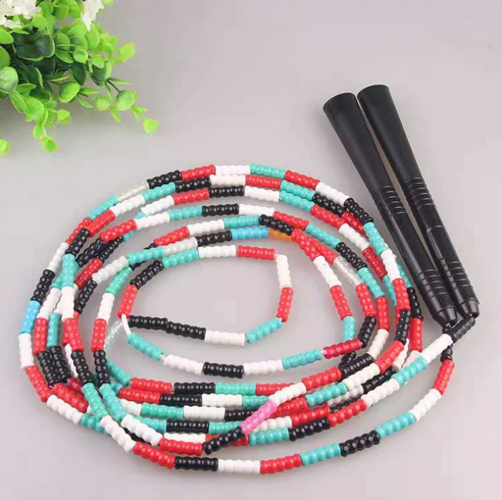 

Long skipping rope  fitness gym rope plastic tube beads jump rope