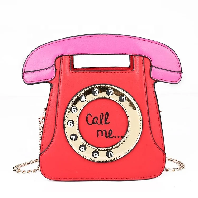 

Telephone Shaped Cross Body Bag shopping Street School lady Coin Purse Chain Shoulder Bag (XJHB912)