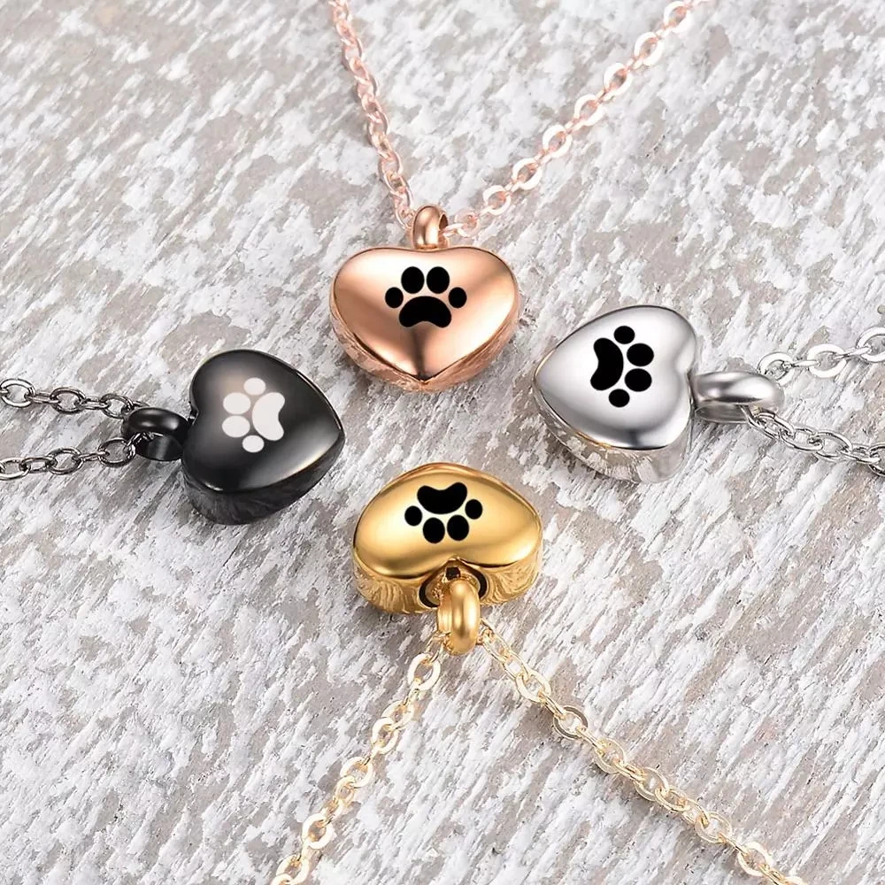 

Pet Cremation Jewelry Stainless Steel Heart Urn Pendant Dog Ashes Necklace