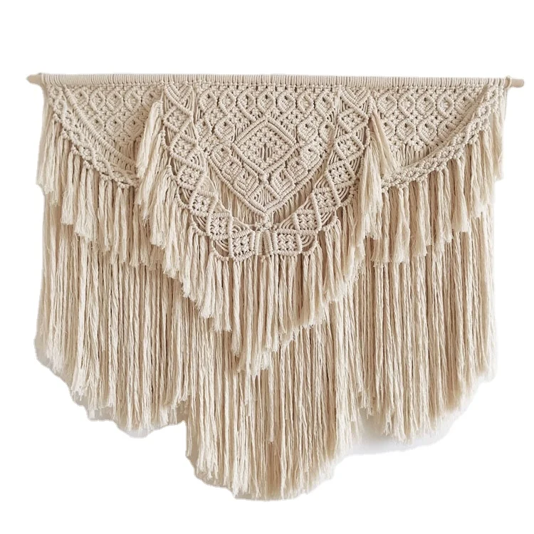 

BOHO Living Room Tapestry macrame wall hanging home decoe wall art handmade cotton rope tapestry, White orange pink or customized color