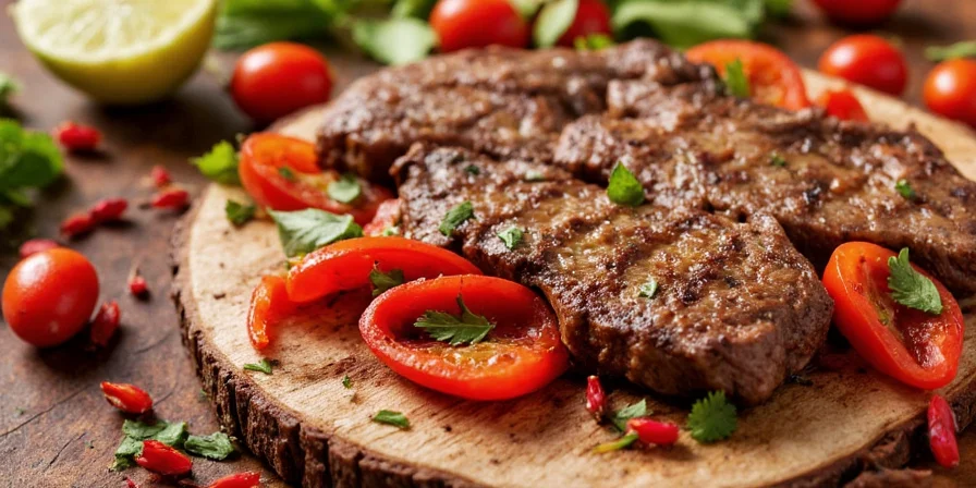 Garlic powder dusted over raw steak