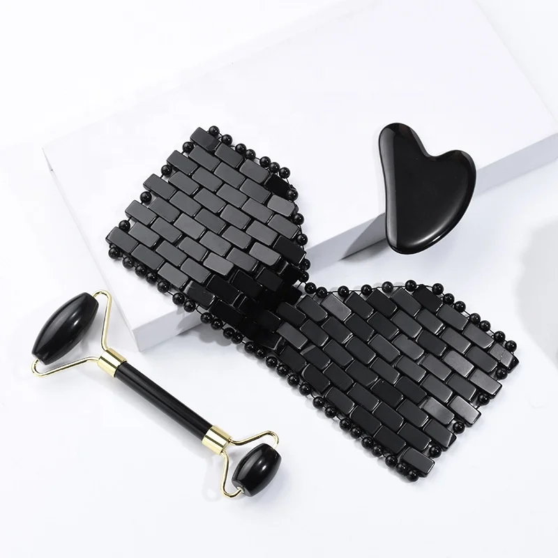 

Black Jade Roller For Face Natural Obsidian Jade GuaSha For Face Body Massage